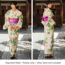 画像をギャラリービューアに読み込む, Women&#39;s Cotton Yukata, Casual Summer Kimono -Beige Base with Grapes and Vines

