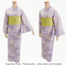 画像をギャラリービューアに読み込む, Lightweight Cotton Yukata for Women, Lavender and Light yellow tones base, Waves, shells and fish pattern – Inspired by Kaneko Misuzu’s Poetry, Summer Japanese Kimono Robe
