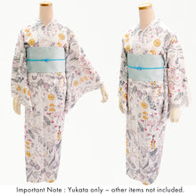 將圖片載入圖庫檢視器 Lightweight Cotton Yukata for Women, red, pink, gray base, vegetables, cats, birds pattern– Inspired by Kaneko Misuzu’s Poetry, Summer Japanese Kimono Robe
