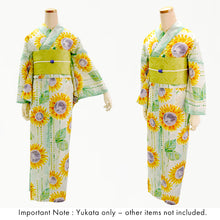 將圖片載入圖庫檢視器 Lightweight Cotton Yukata for Women, Yellow Sunflower pattern– Inspired by Kaneko Misuzu’s Poetry, Summer Japanese Kimono Robe
