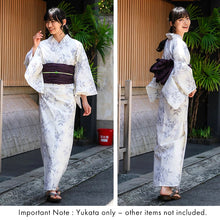 Load image into Gallery viewer, Women&#39;s Cotton Yukata, Casual Summer Kimono - cream Base with Lily Pattern
