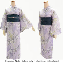 將圖片載入圖庫檢視器 Lightweight Cotton Yukata for Women, purple base, Flowers, Birds and leaves pattern– Inspired by Kaneko Misuzu’s Poetry, Summer Japanese Kimono Robe
