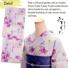 將圖片載入圖庫檢視器 Lightweight Cotton Yukata for Women, Purple base, azalea flower pattern – Inspired by Kaneko Misuzu’s Poetry, Summer Japanese Kimono Robe
