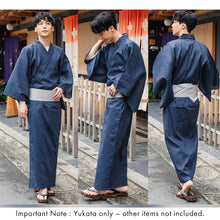將圖片載入圖庫檢視器 Men&#39;s Yukata Cotton : Navy with Geometric Stripes Yukata
