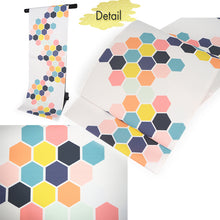 画像をギャラリービューアに読み込む, Women&#39;s Washable Nagoya Obi (White with Colorful Hexagonal Pattern)
