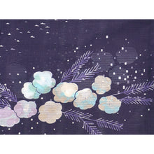 將圖片載入圖庫檢視器 Lightweight Cotton Yukata for Women, Purple base, Crisp geometric snowflakes, Flower pattern – Inspired by Kaneko Misuzu’s Poetry, Summer Japanese Kimono Robe
