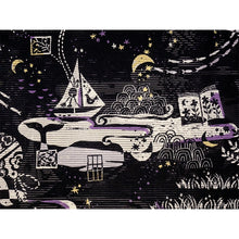 画像をギャラリービューアに読み込む, Lightweight Cotton Yukata for Women, Bold black base, Whales, waves, stars, fish and birds pattern – Inspired by Kaneko Misuzu’s Poetry, Summer Japanese Kimono Robe
