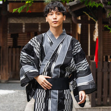 画像をギャラリービューアに読み込む, Men&#39;s Yukata Cotton : Black Yagasuri Yukata
