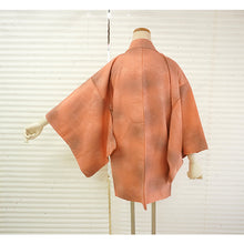 画像をギャラリービューアに読み込む, Vintage Haori Kimono Jacket Silk, Orange base, Diamond Grid (Hishikōshi)
