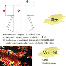 画像をギャラリービューアに読み込む, Men&#39;s Happi Coat: Kimono Robe -Black , Navy base – Dragons, Clouds &amp; Kanji Characters
