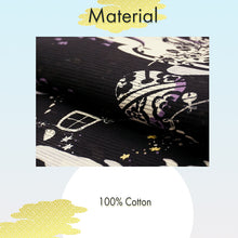 画像をギャラリービューアに読み込む, Lightweight Cotton Yukata for Women, Bold black base, Whales, waves, stars, fish and birds pattern – Inspired by Kaneko Misuzu’s Poetry, Summer Japanese Kimono Robe
