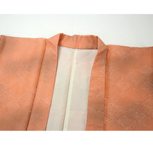 画像をギャラリービューアに読み込む, Vintage Haori Kimono Jacket Silk, Orange base, Diamond Grid (Hishikōshi)
