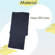 將圖片載入圖庫檢視器 Men&#39;s Yukata Cotton : Navy with Geometric Stripes Yukata
