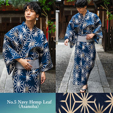 將圖片載入圖庫檢視器 Men's Yukata 4-Piece Set – Yukata, Obi Belt, Geta Sandals &amp; Waist Tie | Choose from 6 Traditional Japanese Patterns, Circle, Geometric, Hemp Leaf (Asanoha),  Seven Treasures (Shippo)

