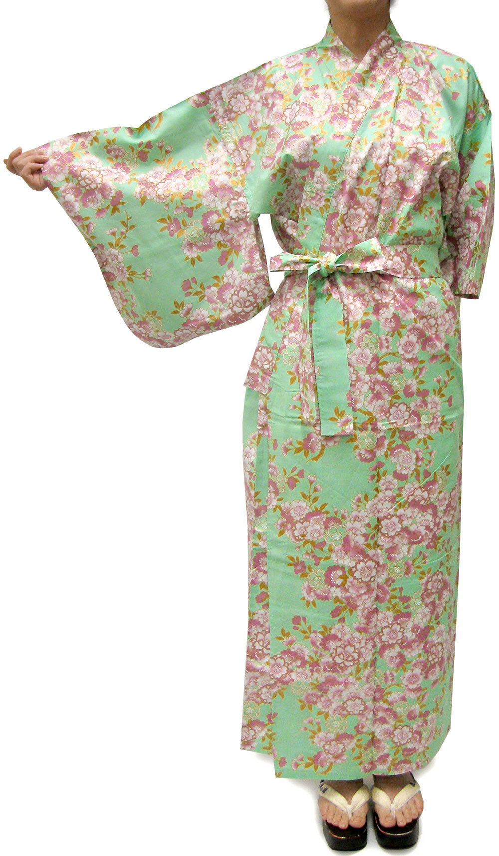 Women's Easy Yukata  / Kimono Robe : Japanese Traditional Clothes - SAKURA Turquois