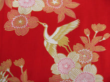 画像をギャラリービューアに読み込む, Women&#39;s Easy Yukata / Kimono Robe : Japanese Traditional Clothes - Cherry Blossoms &amp; Crane Red
