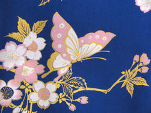 將圖片載入圖庫檢視器 Women&#39;s Easy Yukata / Kimono Robe : Japanese Traditional Clothes - Cherry Blossoms &amp; Butterfly Blue
