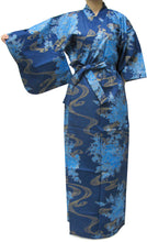 Load image into Gallery viewer, Women&#39;s Easy Yukata / Kimono Robe :  Japanese Traditional Clothes - Flowing Peony Blue
