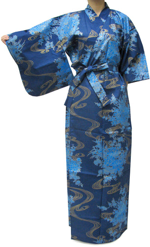 Women's Easy Yukata / Kimono Robe :  Japanese Traditional Clothes - Flowing Peony Blue