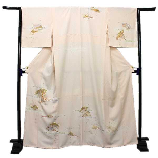 Ladies' Silk Homongi Kimono: Japanese Traditional Clothes - Lined Pale Pink 155 - 165 cm