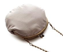 Load image into Gallery viewer, Silk Gamaguchi Bag - Pink Gray Grid
