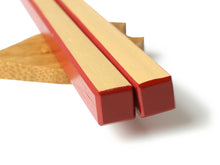 Load image into Gallery viewer, Japanese Bamboo Craft: Chopsticks - Lacquer painted Square Red
