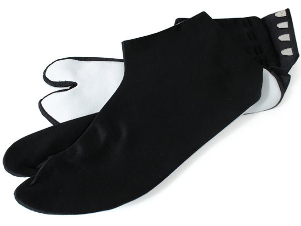 Men's Cotton Tabi Socks with 4 Kohaze Clasps for Japanese Traditional Kimono :Black Satin Weave