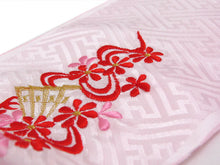 Load image into Gallery viewer, Girl&#39;s Rayon Cloth Kimono  for Japanese Traditional Kimono -embroidery Pink Fan pattern
