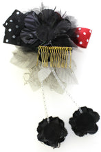 画像をギャラリービューアに読み込む, Hair Comb Accessory for Japanese Traditional Clothes - Gray Rose with Dot Ribbon
