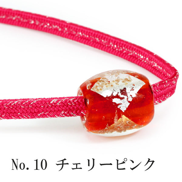 Obijime With Glass Beads Gold Silver Washi for Japanese Traditional Kimono- Cherry Pink
