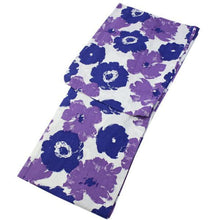 Load image into Gallery viewer, Women&#39;s Yukata : Japanese Traditional Clothes Chirimen - White Blue Purple Painting Flower
