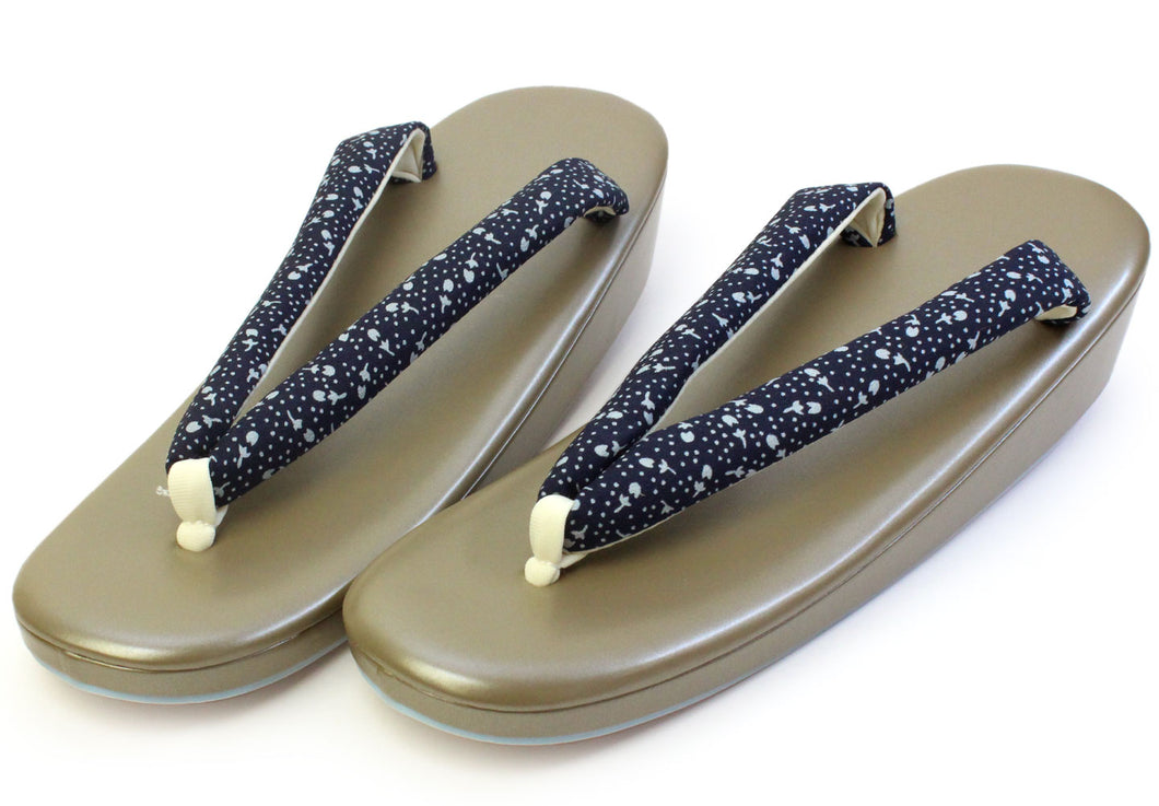 Ladies' Geta (Japanese Sandals) for Japanese Traditional Kimono - Brownish Beige Sole Purple Hanao 22.5 - 24cm
