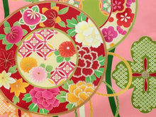 將圖片載入圖庫檢視器 Women&#39;s Washable Two-Shaku-Sleeve Kimono : Japanese Traditional Clothes- Pink Tatewaku Temari Ball
