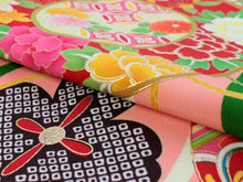 將圖片載入圖庫檢視器 Women&#39;s Washable Two-Shaku-Sleeve Kimono : Japanese Traditional Clothes- Pink Tatewaku Temari Ball
