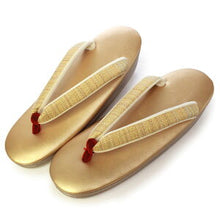 Load image into Gallery viewer, Ladies&#39; Formal Geta Zori (Japanese Sandals) for Japanese Traditional Kimono :Gold Brown Gray Orange Hanao L size
