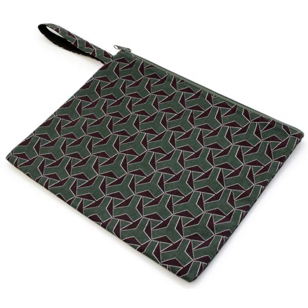 Men's Clutch Bag A4 size - Green Brown Geometric