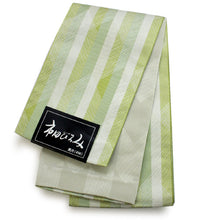 將圖片載入圖庫檢視器 Ladies&#39; Hanhaba-Obi for Japanese Traditional Kimono - Reversible Long Light Green Arrow Feather HIROMI ICHIDA Brand
