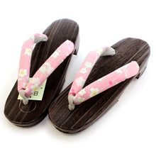 將圖片載入圖庫檢視器 Women&#39;s Paulownia Geta(Japanese Sandals) for Japanese Traditional Kimono/Yukata: Pink cloth Umegae clog thong 21.5-23.0cm
