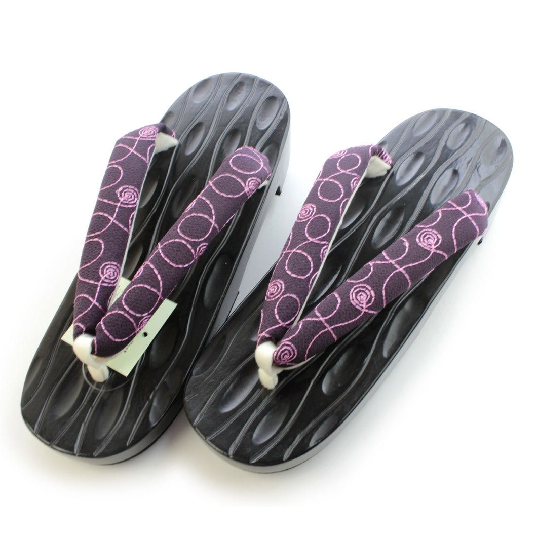 Ladies' Geta (Japanese Sandals) for Japanese Traditional Kimono/Yukata: Purple Spiral Thong 23.0 - 24.5 cm
