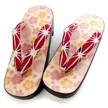 画像をギャラリービューアに読み込む, Women&#39;s Geta(Japanese Sandals) for Japanese Traditional Kimono/Yukata : - Cherry Blossoms with Red Hemp Leaves 23.0 - 24.5cm
