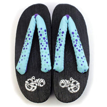 画像をギャラリービューアに読み込む, Ladies&#39; Geta Sandals - Black Sole Light Blue Purple Dots Hanao 23 - 24 cm
