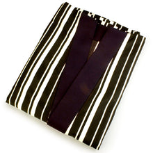 將圖片載入圖庫檢視器 Men&#39;s Polyester Nagajuban with Haneri : for Japanese Traditional Kimono - Ivory x Black Stripe
