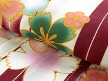 画像をギャラリービューアに読み込む, Girls&#39; Cotton Yukata Obi 2 Item Set :Japanese Traditional Clothes  - White Arrow Feather Nadeshiko Pink 120cm
