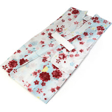 Load image into Gallery viewer, Girl&#39;s Cotton Yukata : Japanese Traditional Clothes  - White Blue Red Sakura 95 - 105 cm
