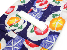画像をギャラリービューアに読み込む, Girls&#39; Cotton Yukata Obi 2 Item Set :Japanese Traditional Clothes  - Navy Morning Glory 100-115cm
