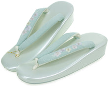 Load image into Gallery viewer, Women&#39;s Zori (Japanese Sandals) for Japanese Traditional Kimono :Casual Urethane Embroidery Hanao Light Blue Pearl x Light Blue 22.5-24.5cm

