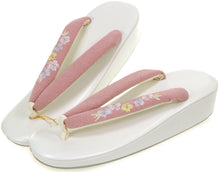 画像をギャラリービューアに読み込む, Women&#39;s Zori (Japanese Sandals) for Japanese Traditional Kimono :Casual Urethane Embroidery Hanao White x Pink 22.5-24.5cm
