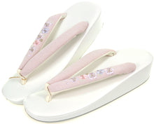 画像をギャラリービューアに読み込む, Women&#39;s Zori (Japanese Sandals) for Japanese Traditional Kimono :Casual Urethane Embroidery Hanao White x Light Pink 22.5-24.5cm

