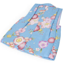 將圖片載入圖庫檢視器 Girl&#39;s Polyester Hifu Coat : Japanese Traditional Kimono- Light Blue Sakura

