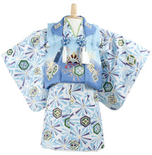 画像をギャラリービューアに読み込む, Baby Separate Kimono 3 Item Set : Japanese Traditional Clothes- White x Blue
